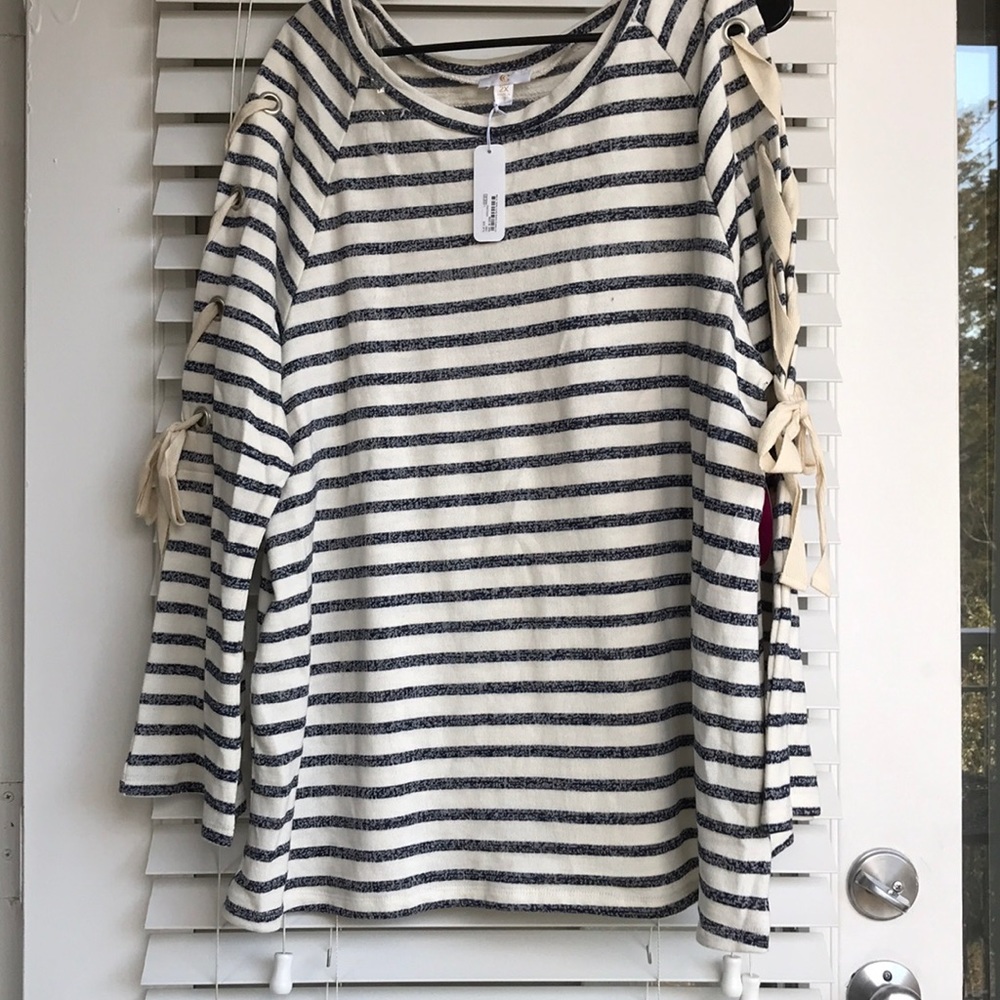 Ivory/Blue Striped Top